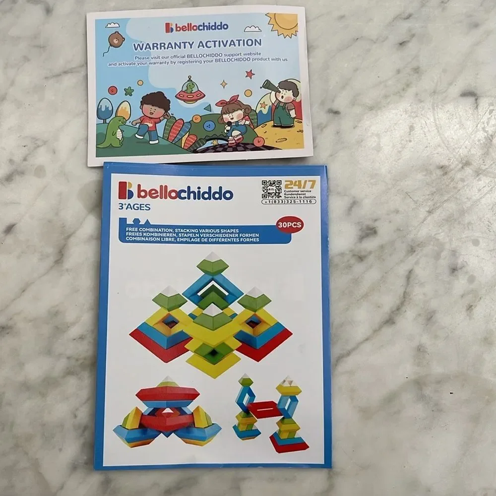 30pcs bellochilddo stacking building blocks education toys for toddler ages 3+